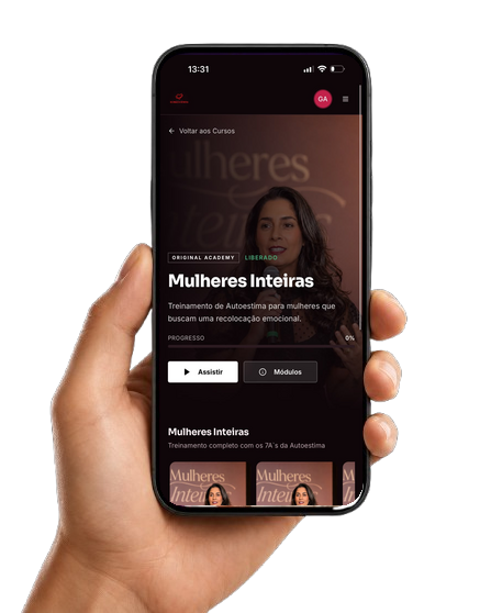 Curso dos 7 Pilares da Autoestima acessado pelo celular
